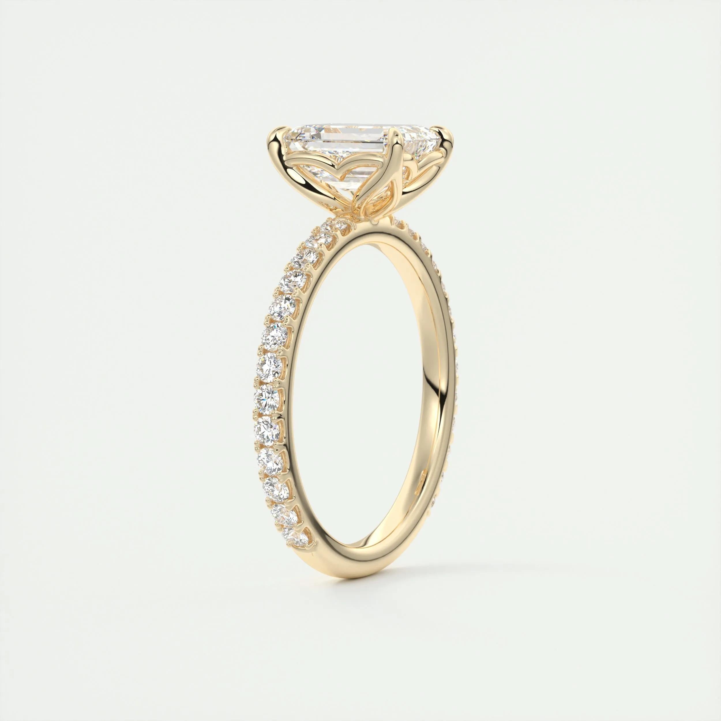1.91 CT Emerald Shape Pave Moissanite Engagement Ring 11