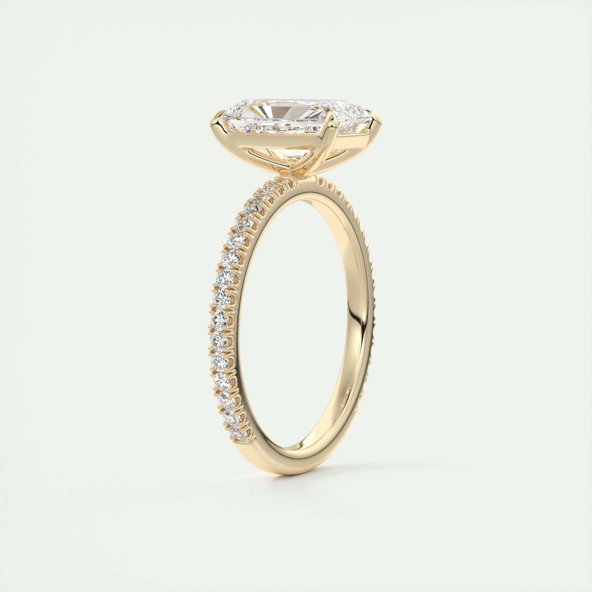 Pave Engagement Ring Featuring 2.0 CT Radiant Moissanite 14