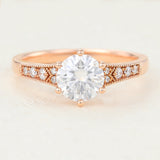 Pave Engagement Ring Featuring 0.88 CT Round Moissanite 1