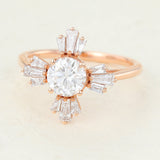 Cluster Engagement Ring Featuring 0.68 CT Round Moissanite 3