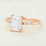 Pave Engagement Ring Featuring 1.60 CT Emerald Moissanite 3