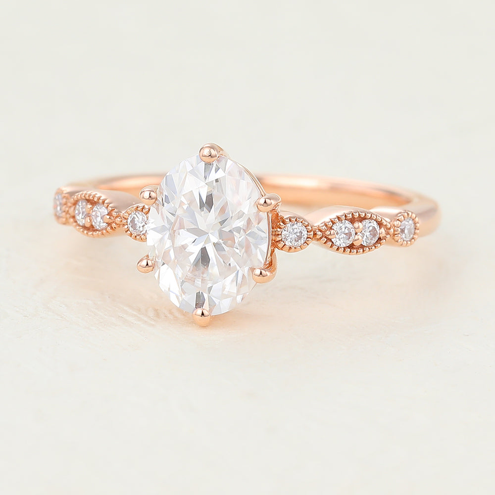Pave Engagement Ring Featuring 1.33 CT Oval Moissanite 4