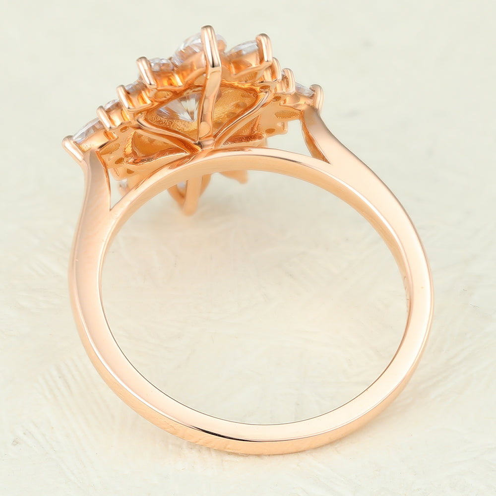 Cluster Halo Engagement Ring Featuring 0.41 CT Round Moissanite 3