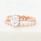 1.33 CT Oval Moissanite Twisted Shank Bridal Ring Set