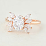 Cluster Engagement Ring Featuring 1.33 CT Oval Moissanite 5