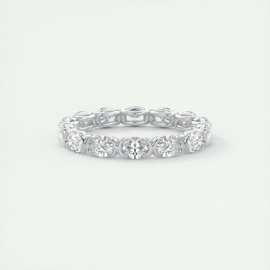 Half bezel Wedding Band Featuring 2.25 TCW Oval Moissanite 1