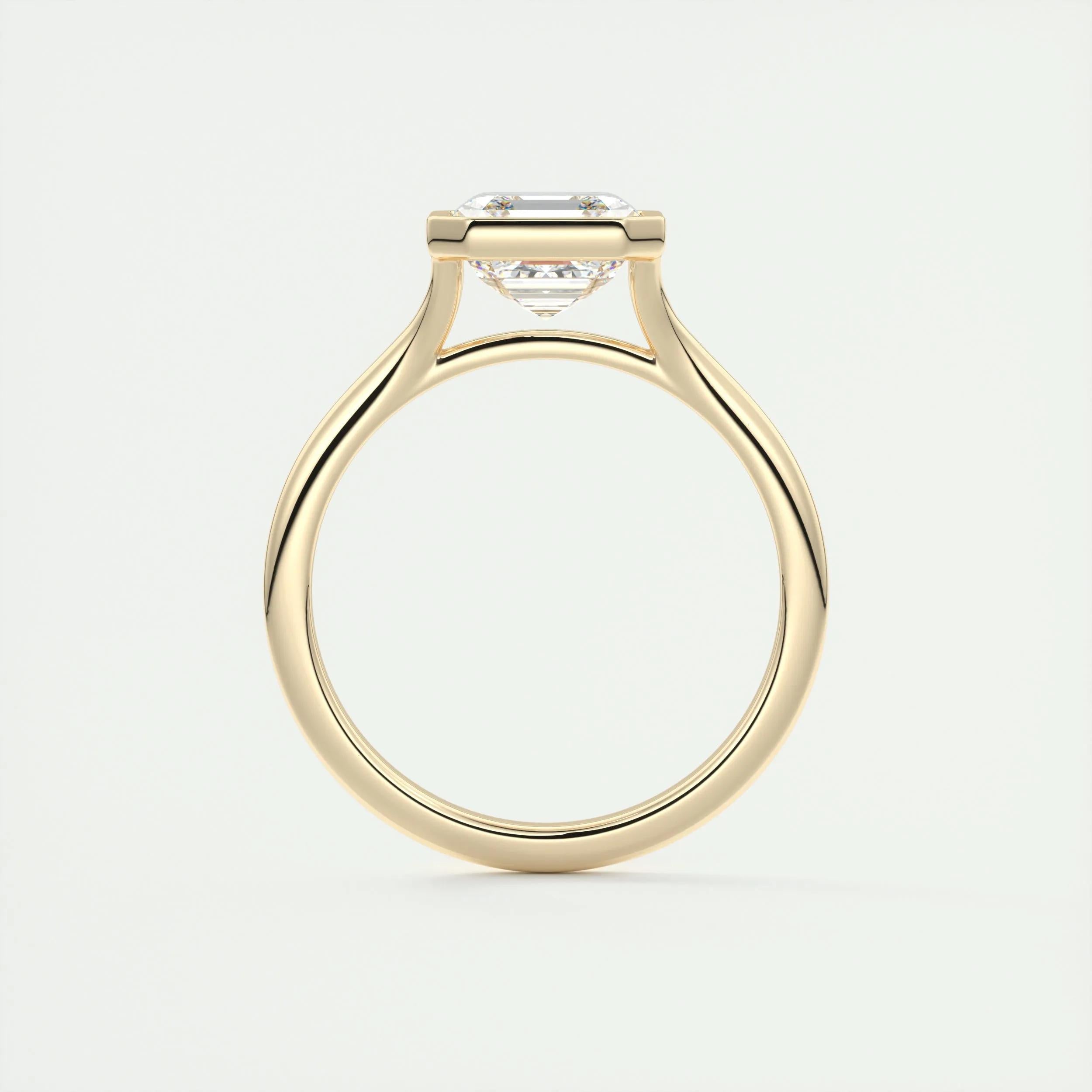 Solitaire Bezel Engagement Ring Featuring 2.03 CT Asscher Moissanite 14