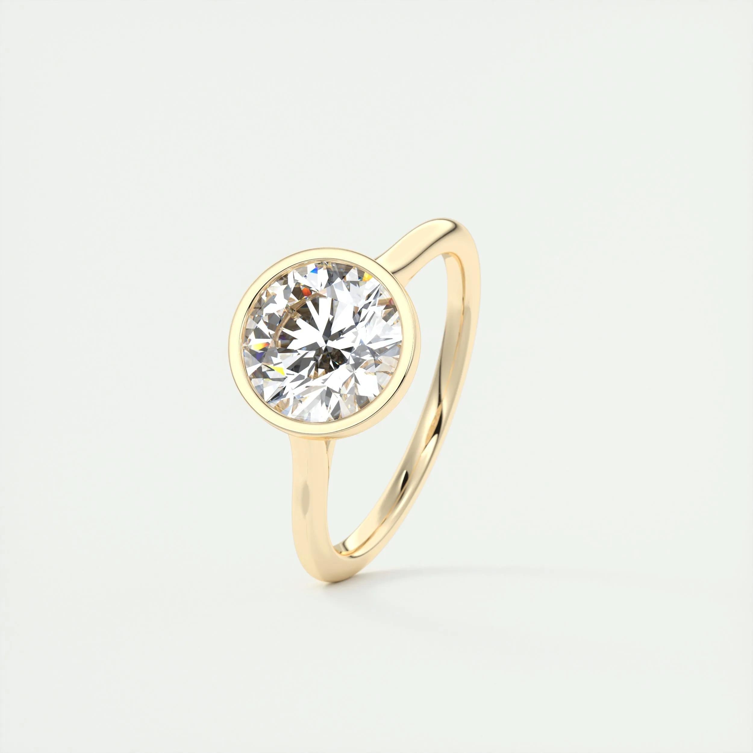 Solitaire Bezel Engagement Ring Featuring 2.0 CT Round Moissanite 10