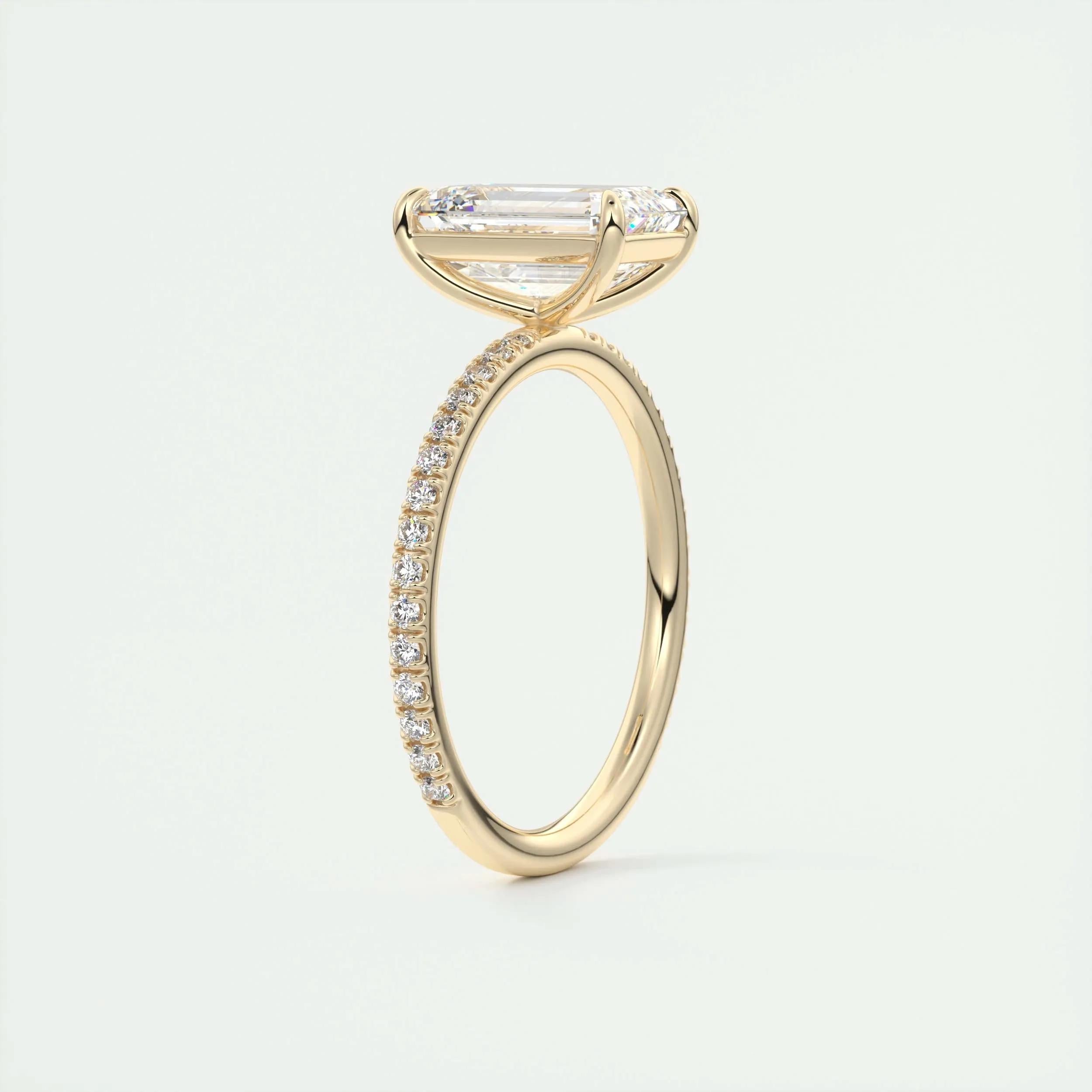 Pave Engagement Ring Featuring 1.91 CT Emerald Moissanite 13