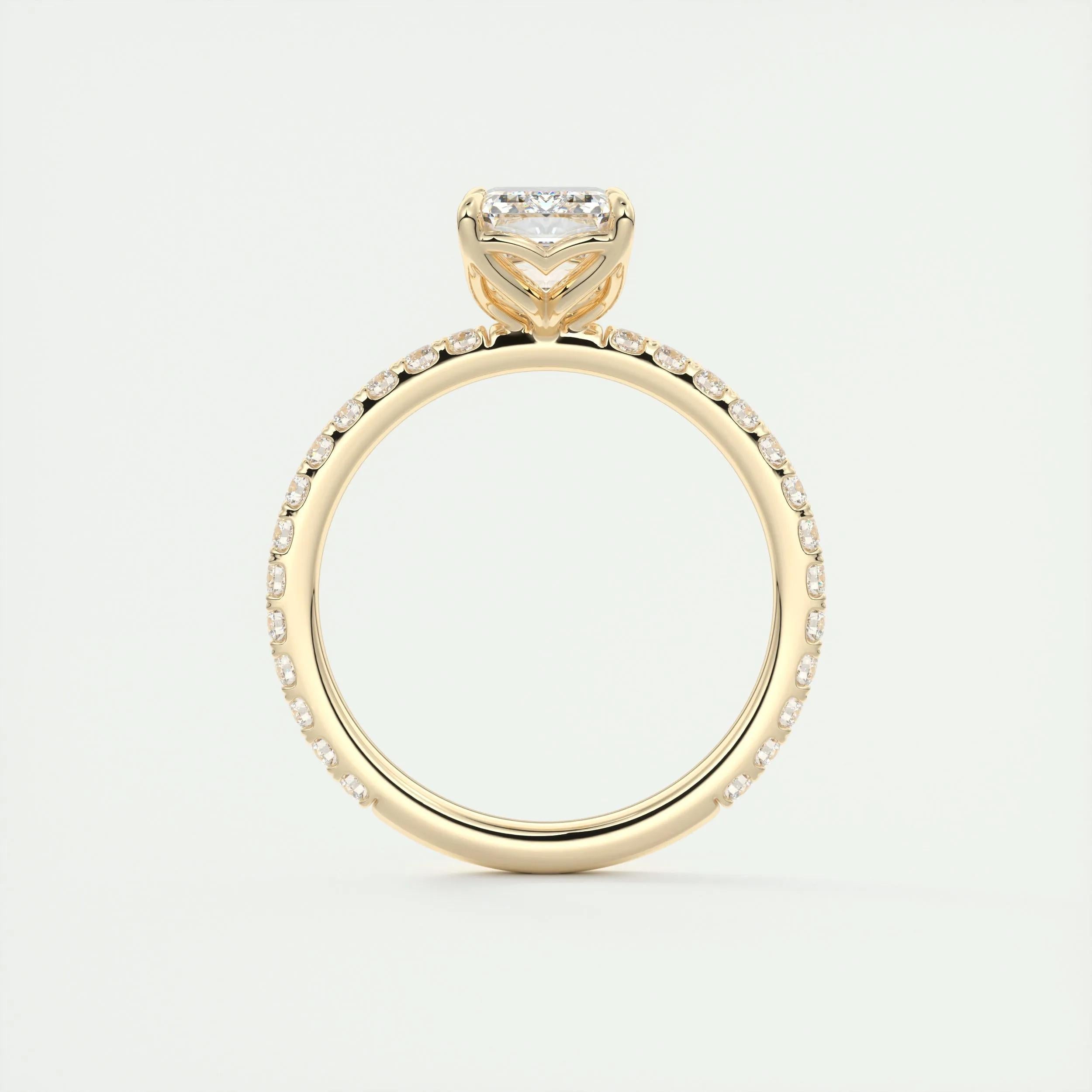 1.91 CT Emerald Shape Pave Moissanite Engagement Ring 13