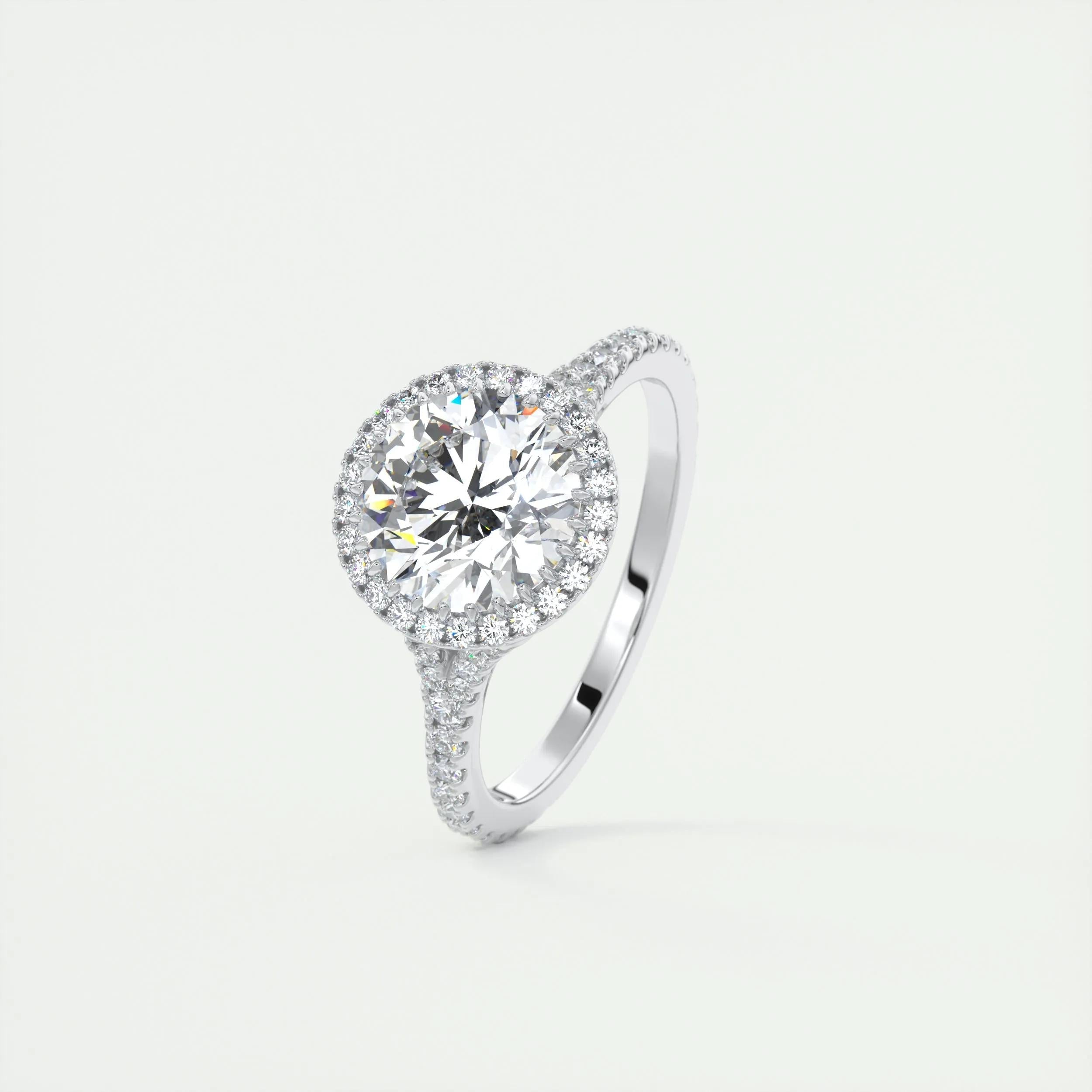 Halo Split Engagement Ring Featuring 2.0 CT Round Moissanite 4