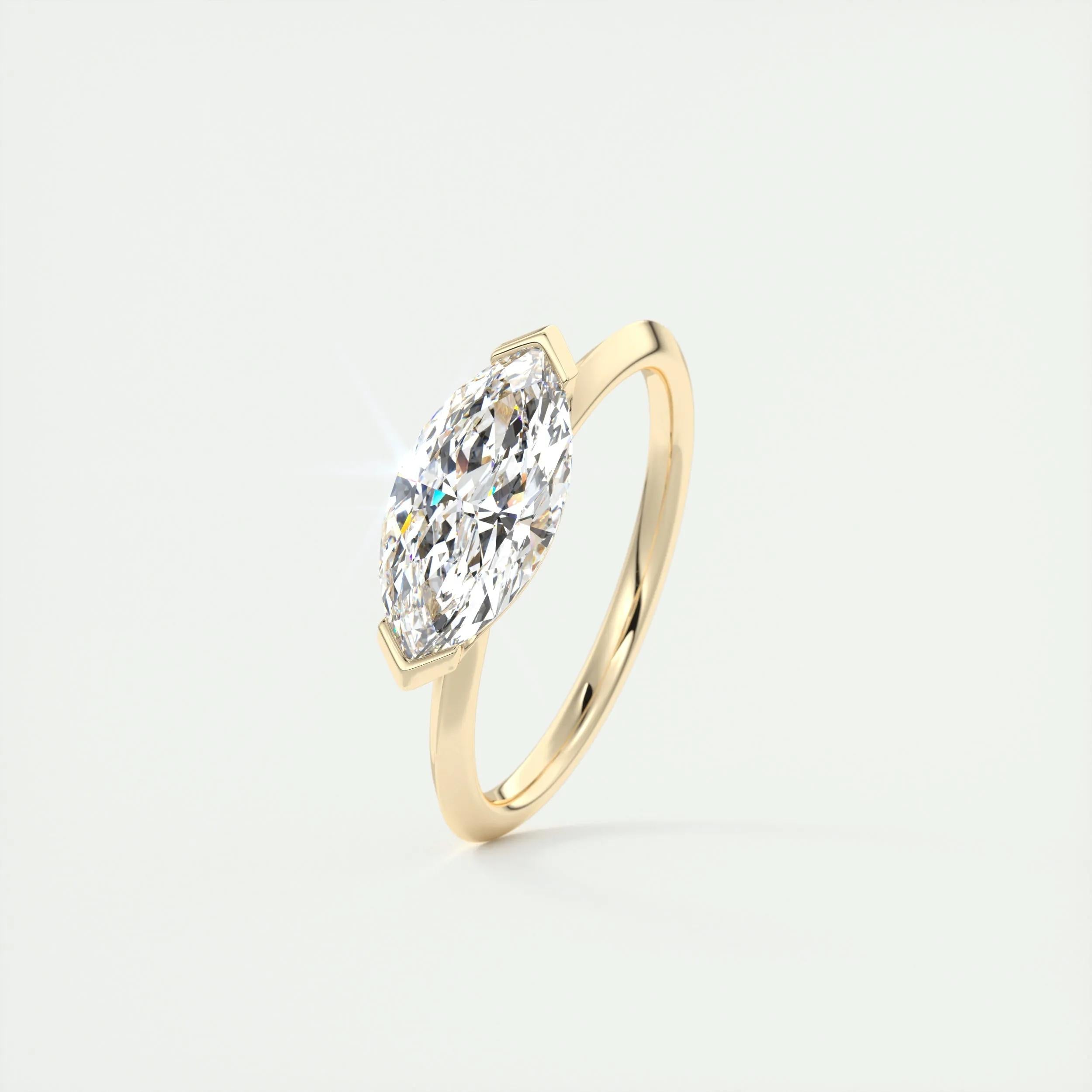 Solitaire Bezel Engagement Ring Featuring 1.98 CT Marquise Moissanite 12
