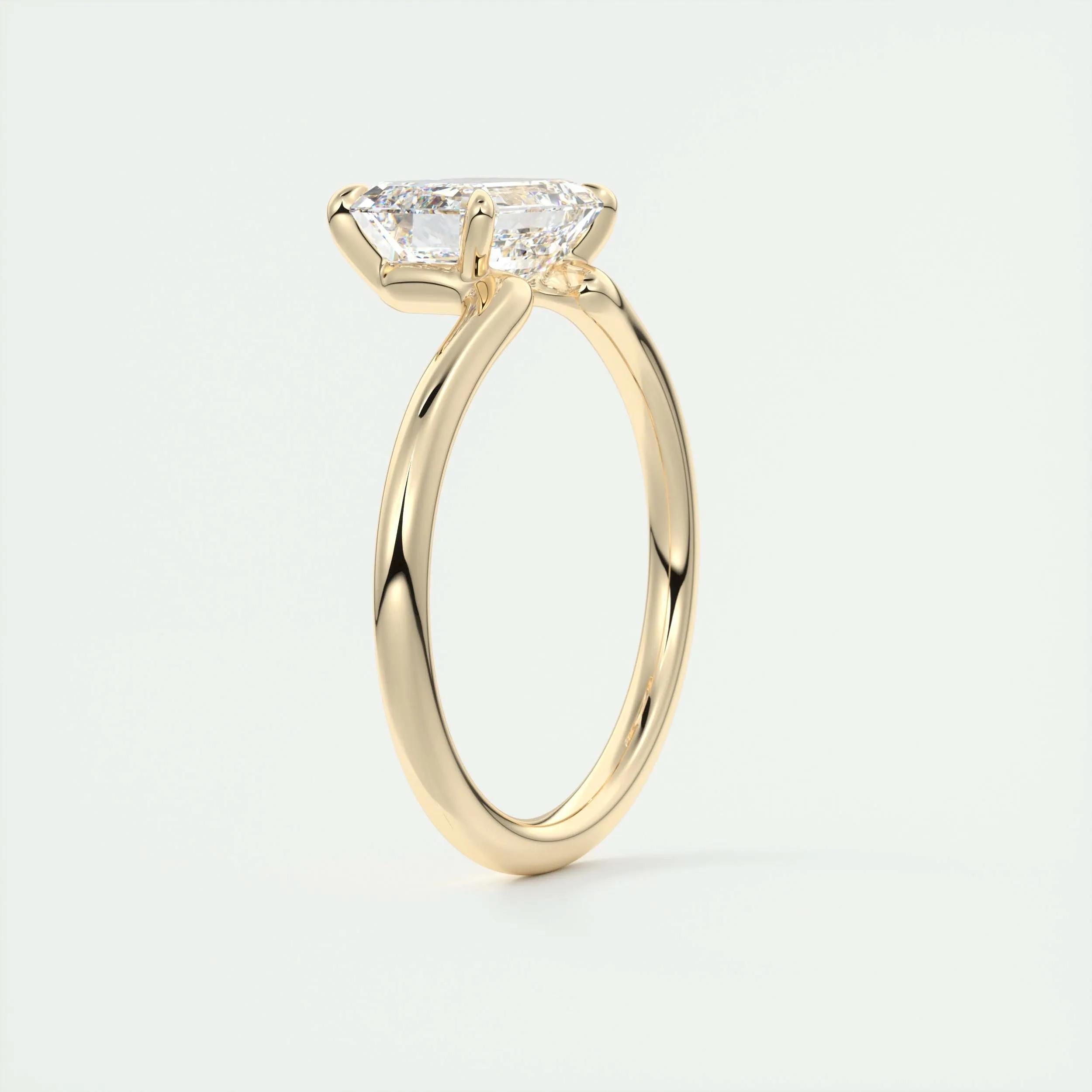 Solitaire Engagement Ring Featuring 1.91 CT East West Emerald Moissanite 13