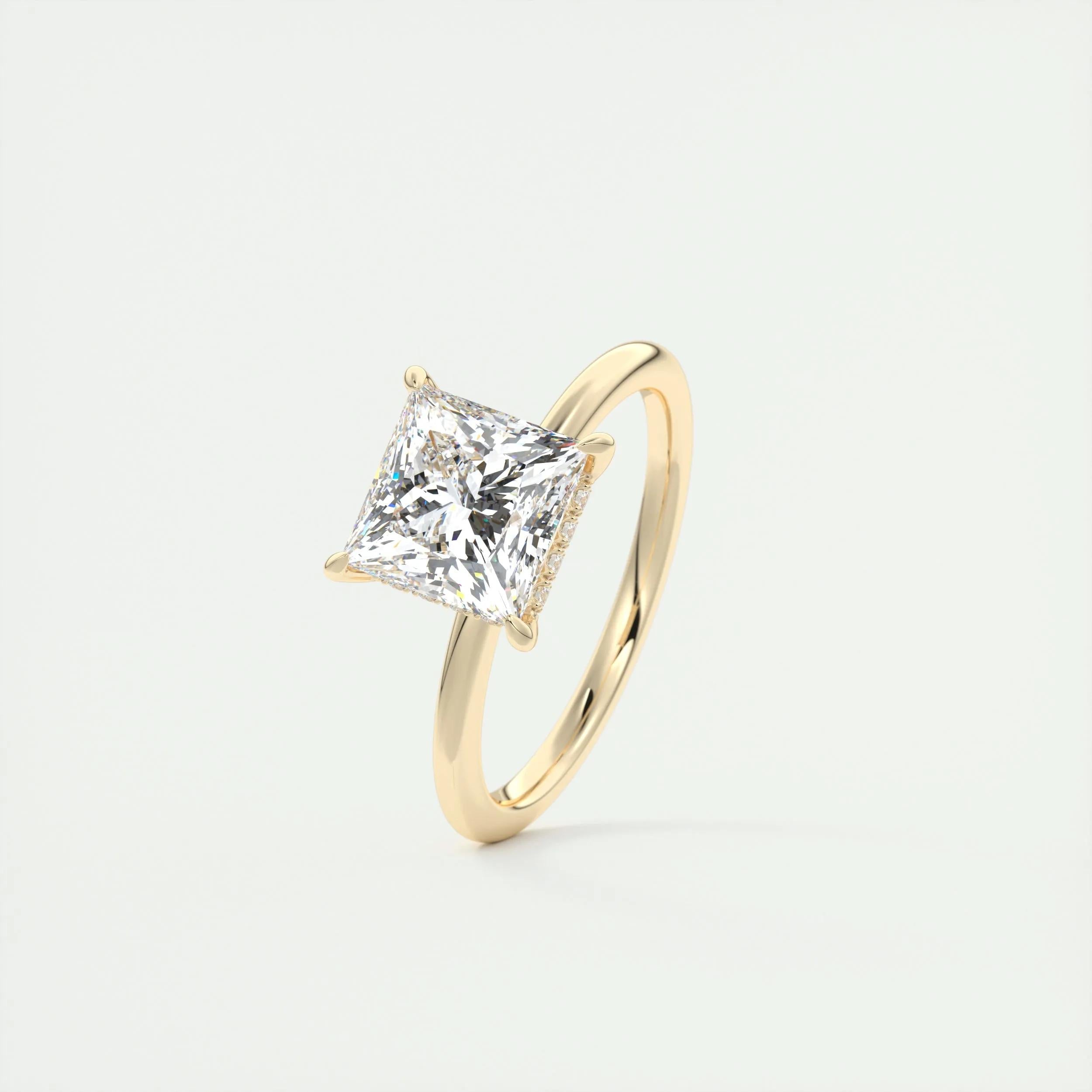 2.08 CT Princess Hidden Halo Moissanite Engagement Ring 11