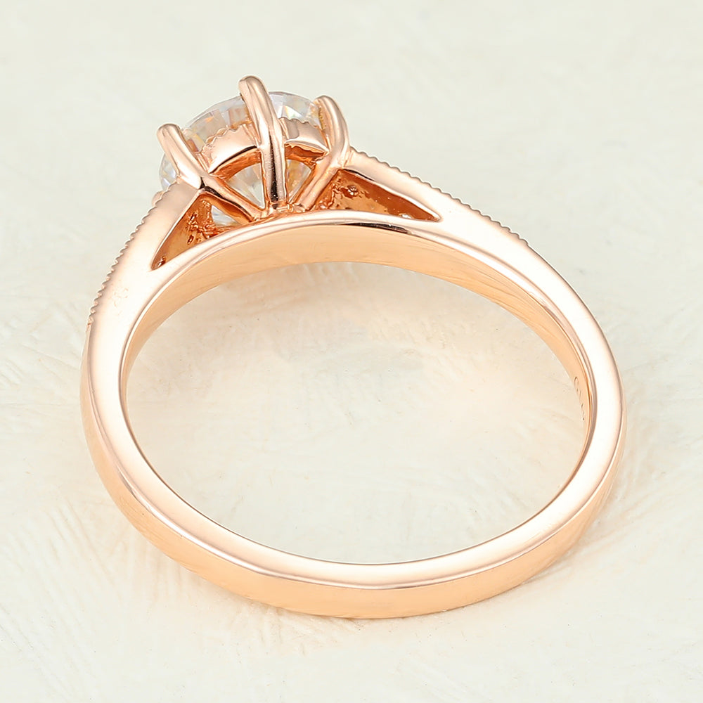 Pave Engagement Ring Featuring 0.88 CT Round Moissanite 5