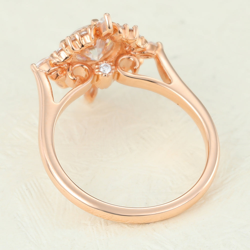 Cluster Engagement Ring Featuring 0.68 CT Round Moissanite 5