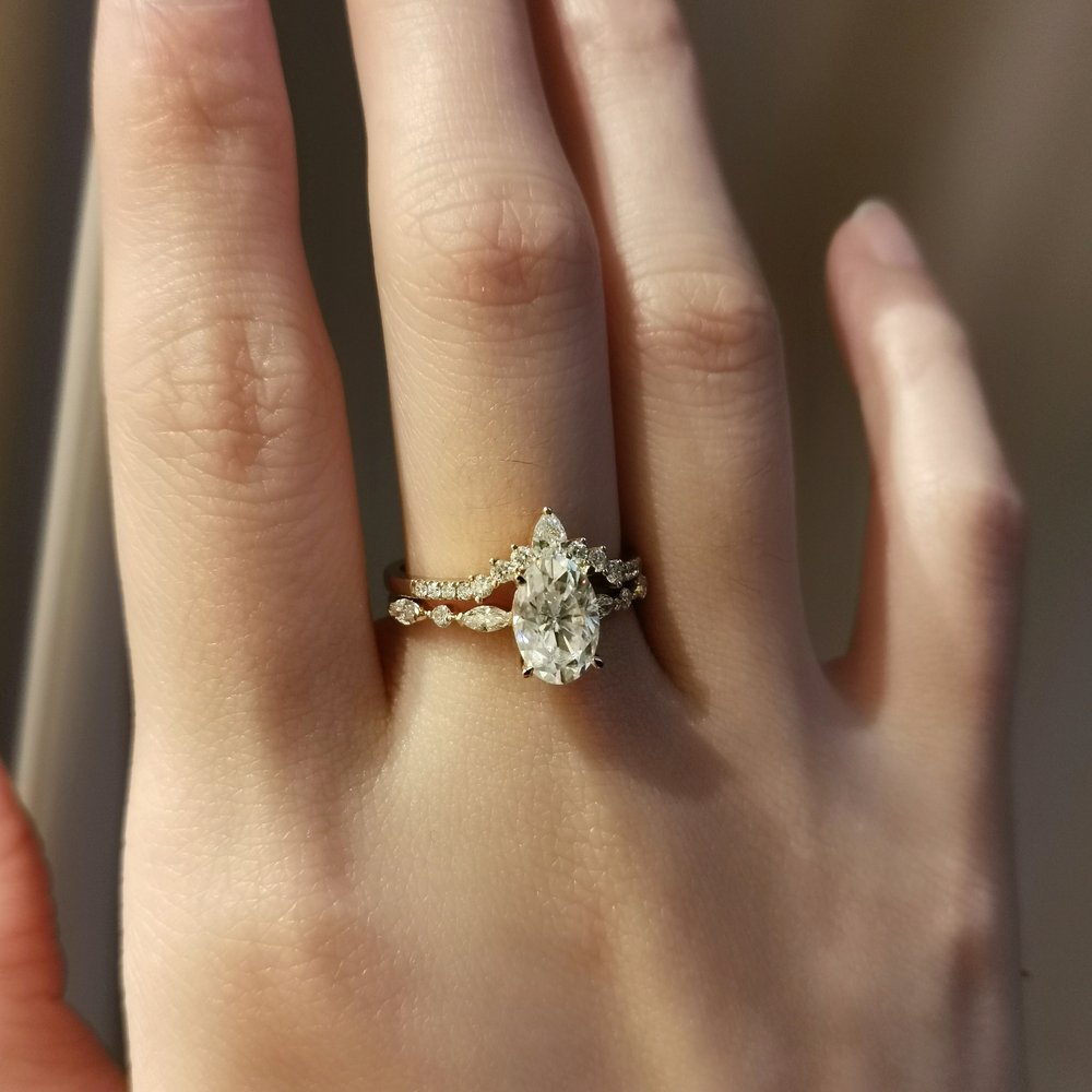 1.70 CT Oval Shaped Moissanite Pave Engagement Ring 10