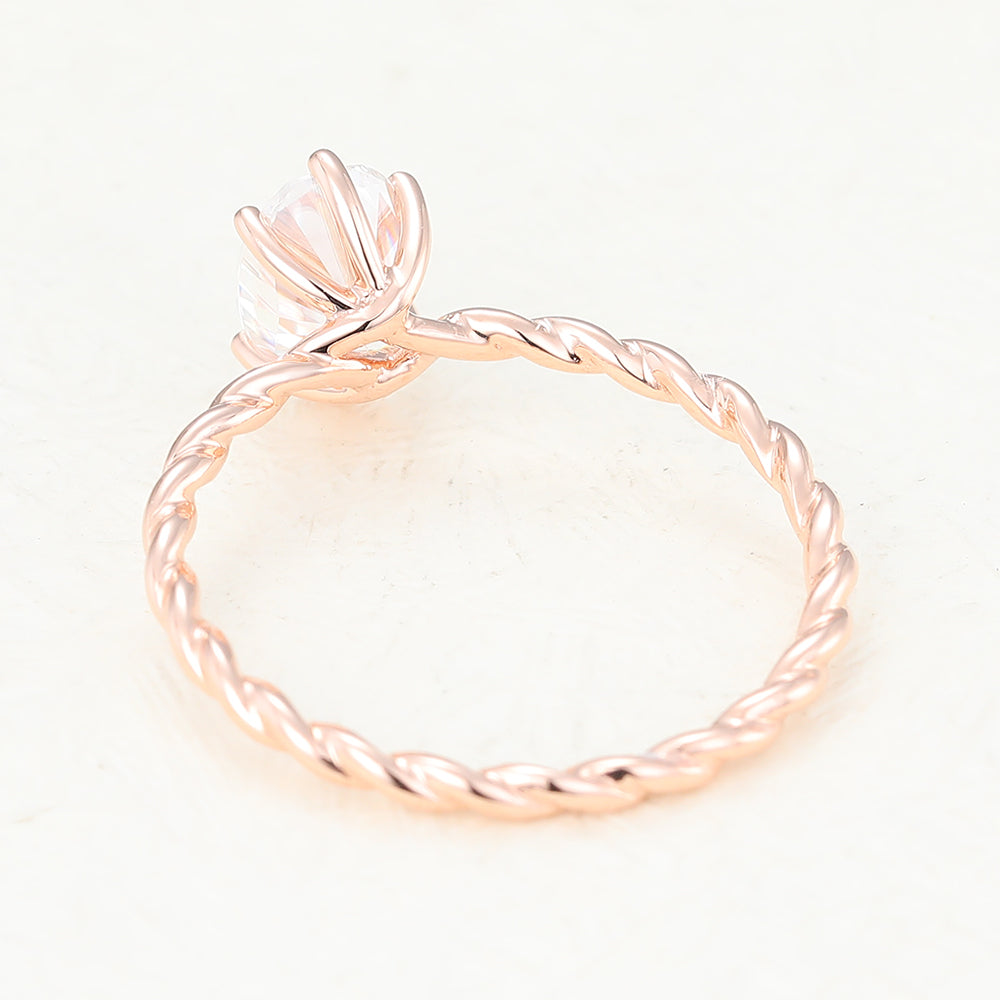 1.33 CT Oval Shaped Moissanite Twisted Shank Engagement Ring