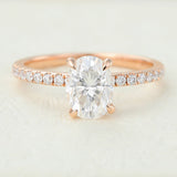 Pave Engagement Ring Featuring 1.33 CT Oval Moissanite 1