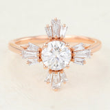 Cluster Engagement Ring Featuring 0.68 CT Round Moissanite 1