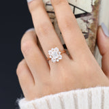 Cluster Engagement Ring Featuring 0.92 CT Emerald Moissanite 2