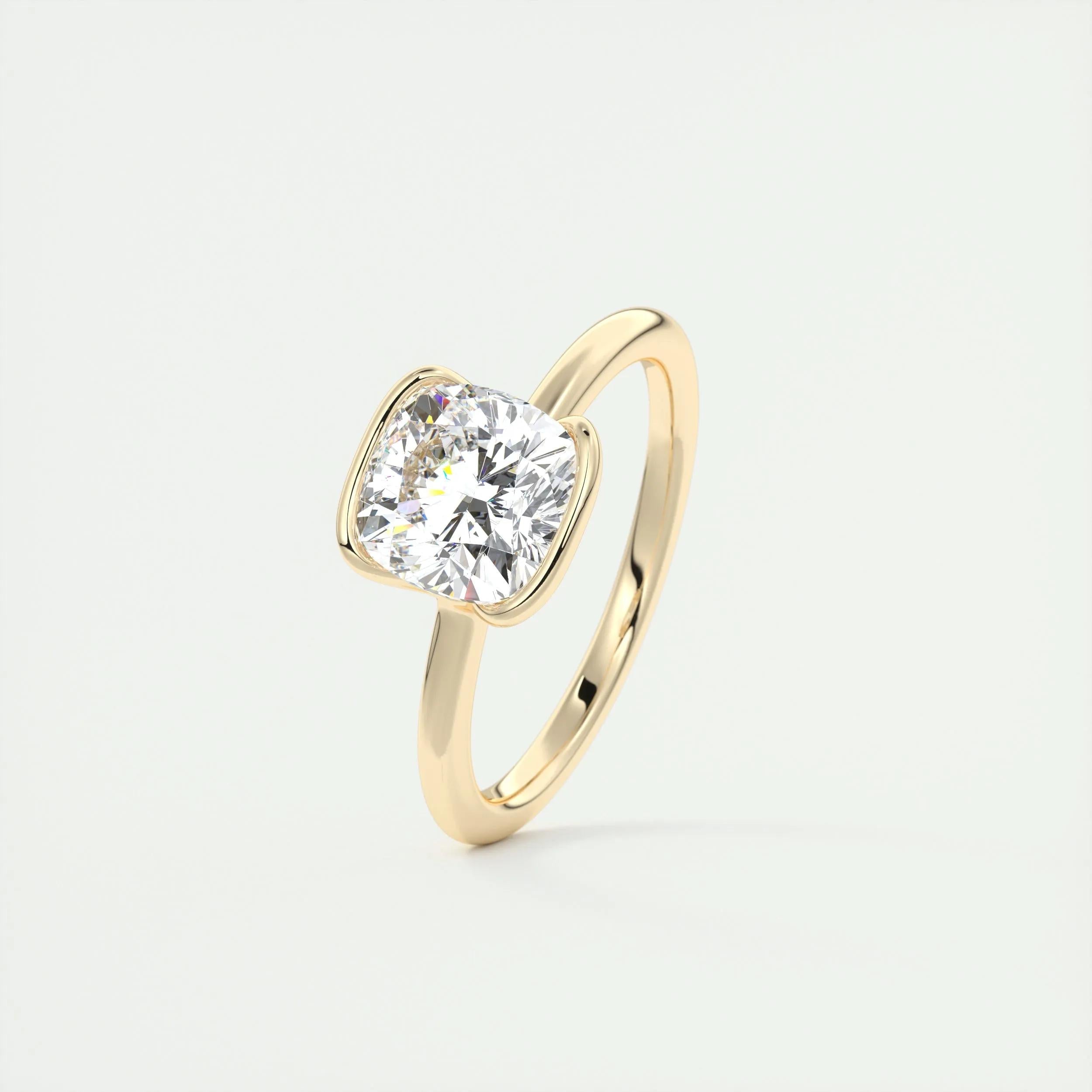Solitaire Bezel Engagement Ring Featuring 2.15 CT Cushion Moissanite 12