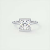 Solitaire Bezel Engagement Ring Featuring 2.08 CT Princess Moissanite 1