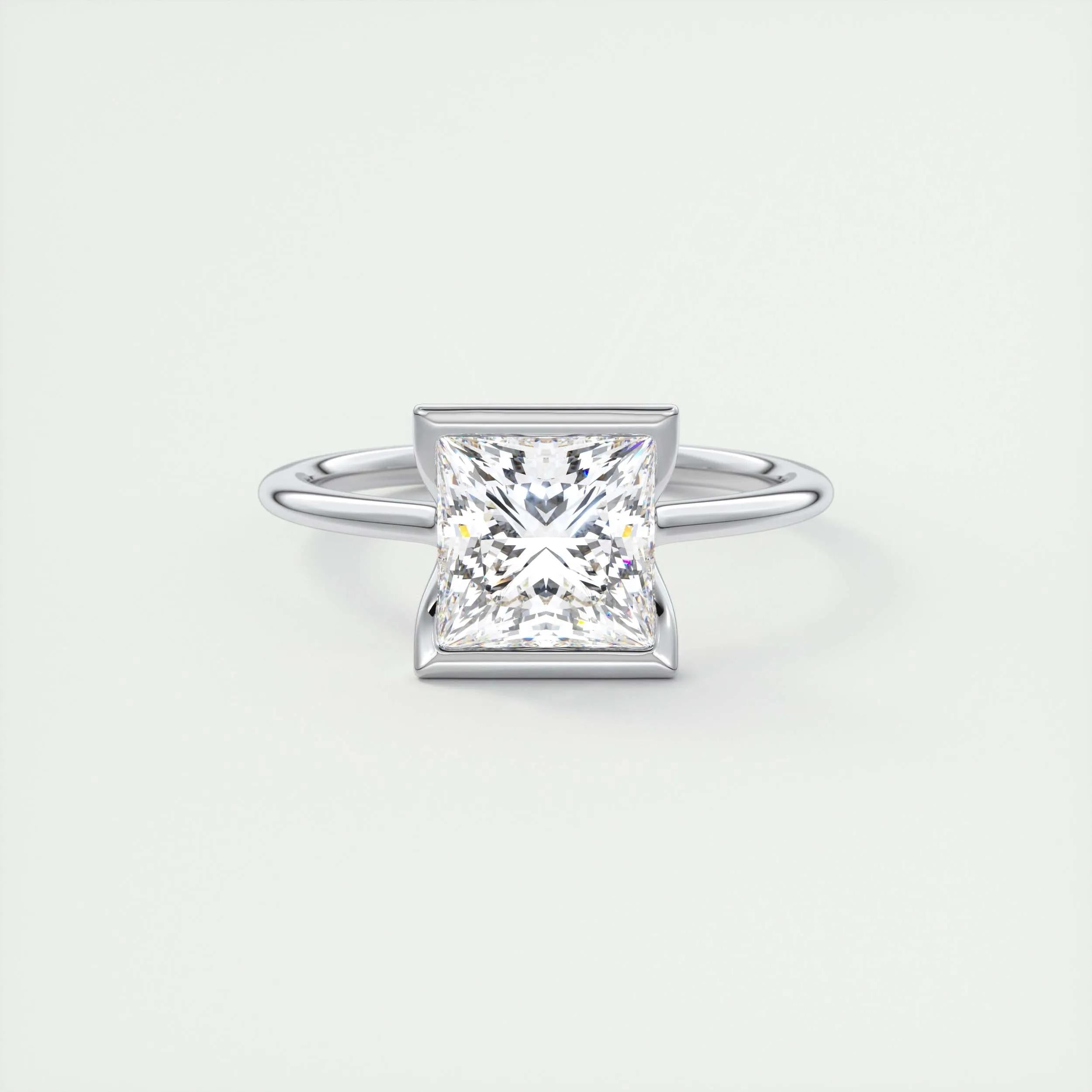Solitaire Bezel Engagement Ring Featuring 2.08 CT Princess Moissanite 1