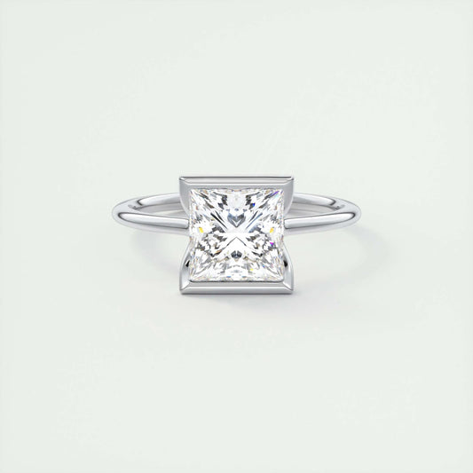 Solitaire Bezel Engagement Ring Featuring 2.08 CT Princess Moissanite 1