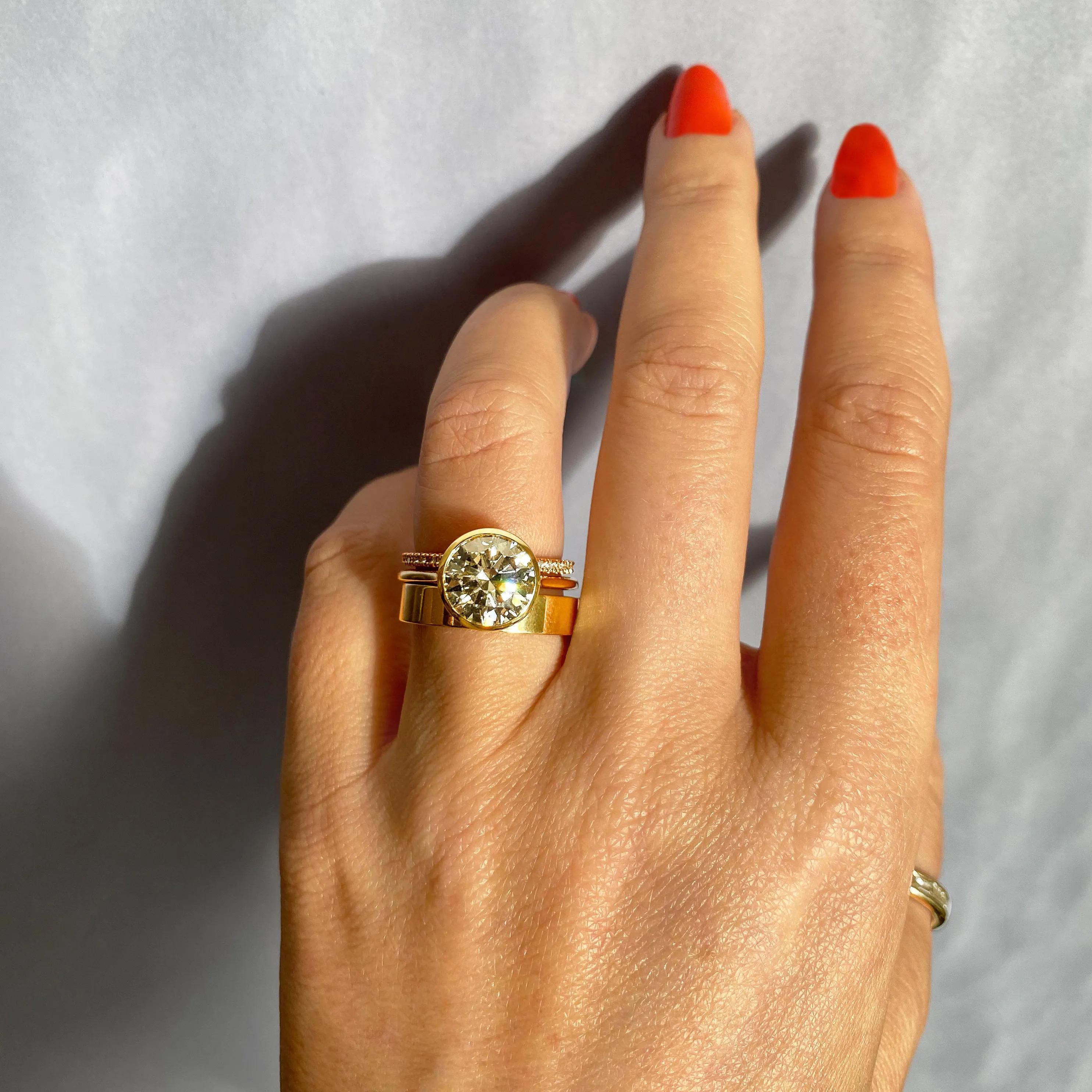 Solitaire Bezel Engagement Ring Featuring 2.0 CT Round Moissanite 19