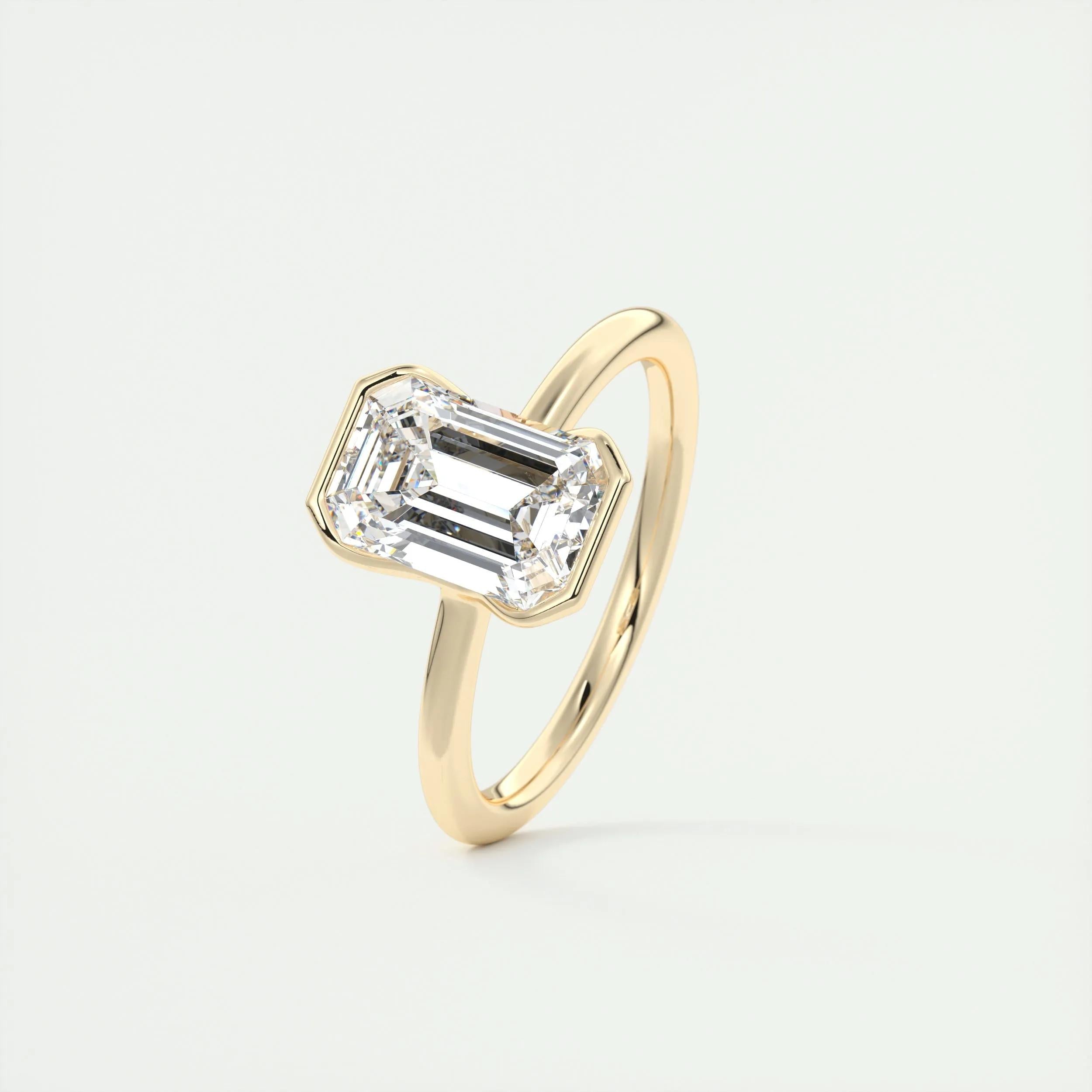 Solitaire Bezel Engagement Ring Featuring 1.91 CT Emerald Moissanite 11