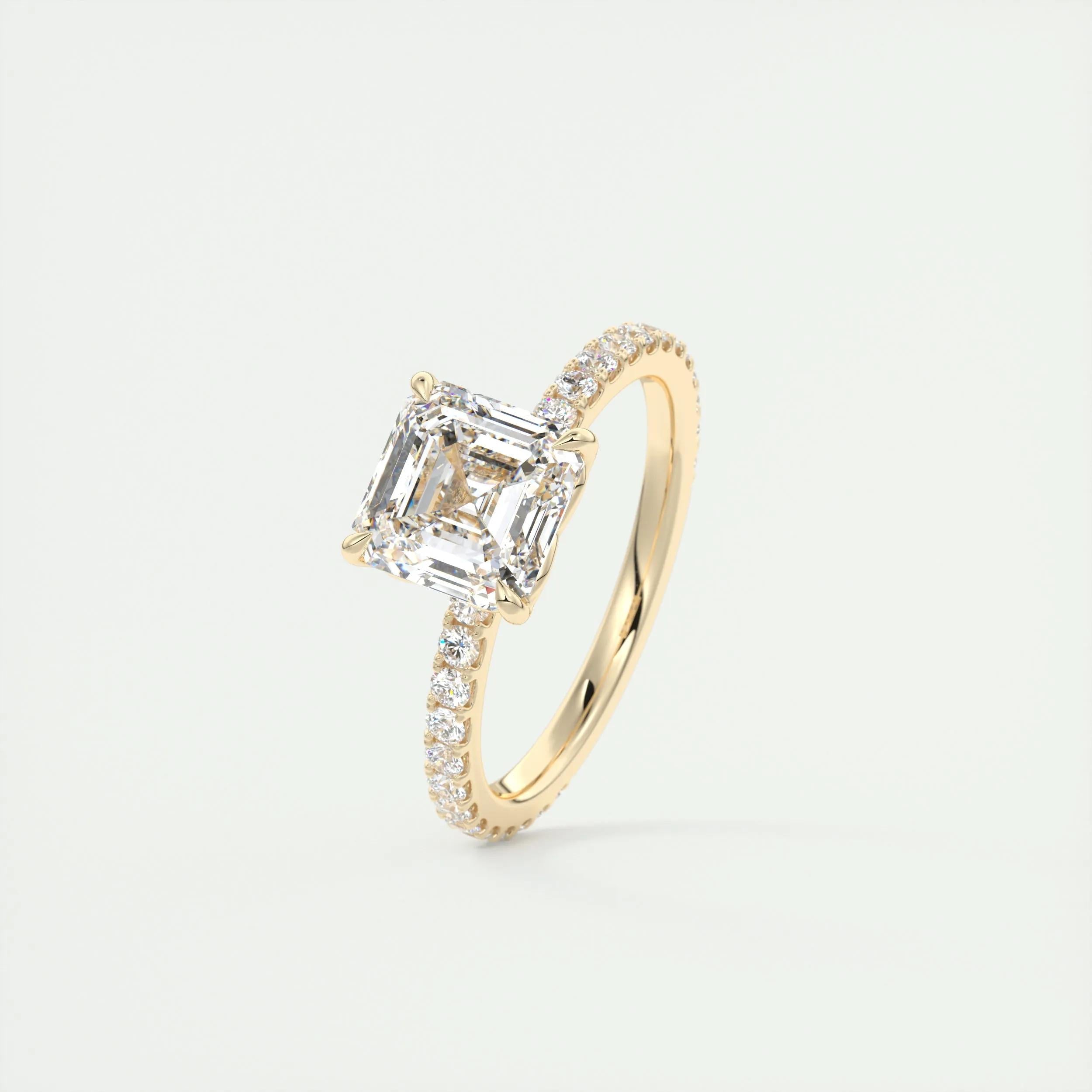 Pave Engagement Ring Featuring 2.03 CT Asscher Moissanite 11