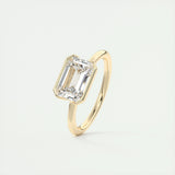 Solitaire Bezel Engagement Ring Featuring 1.91 CT Emerald Moissanite 11
