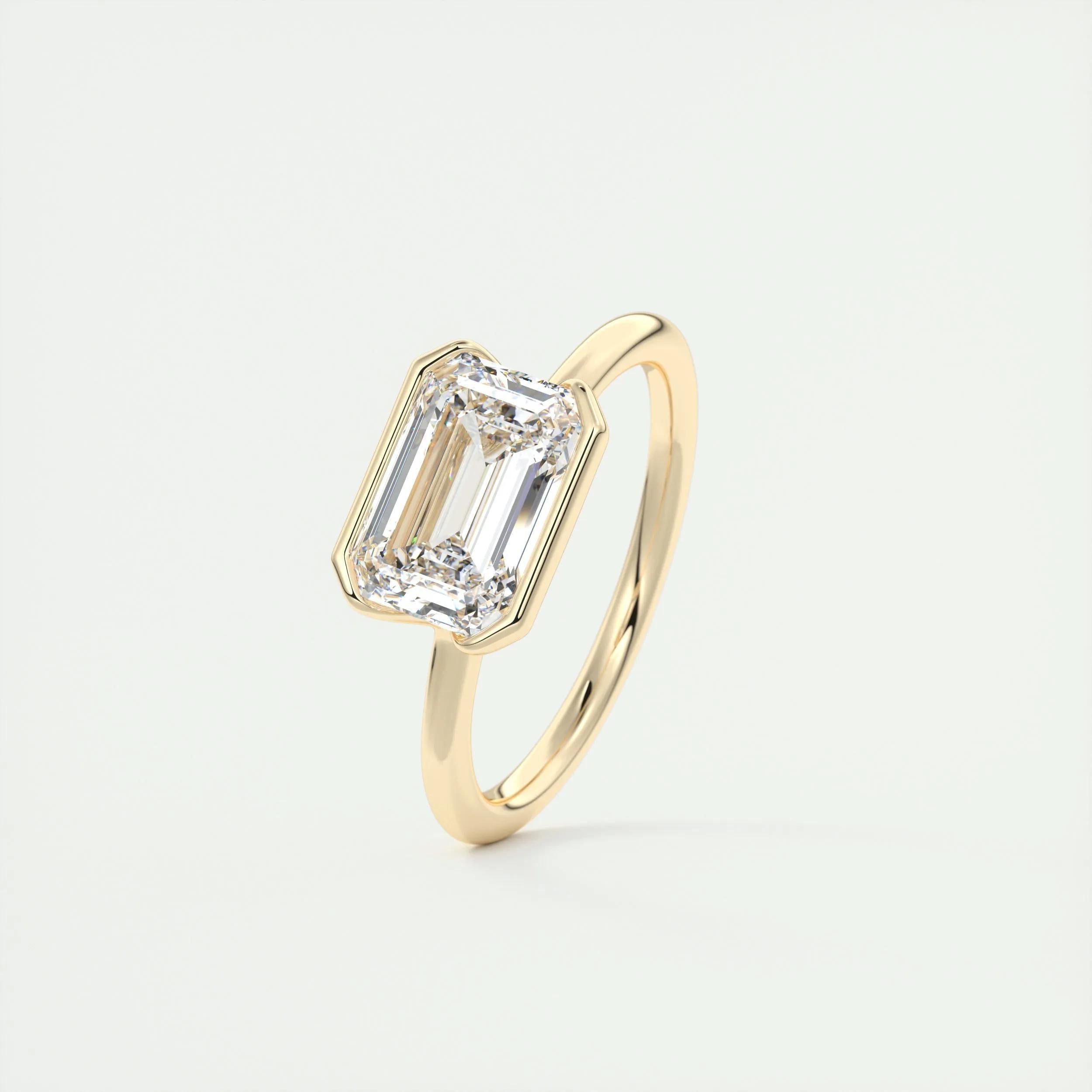 Solitaire Bezel Engagement Ring Featuring 1.91 CT Emerald Moissanite 11