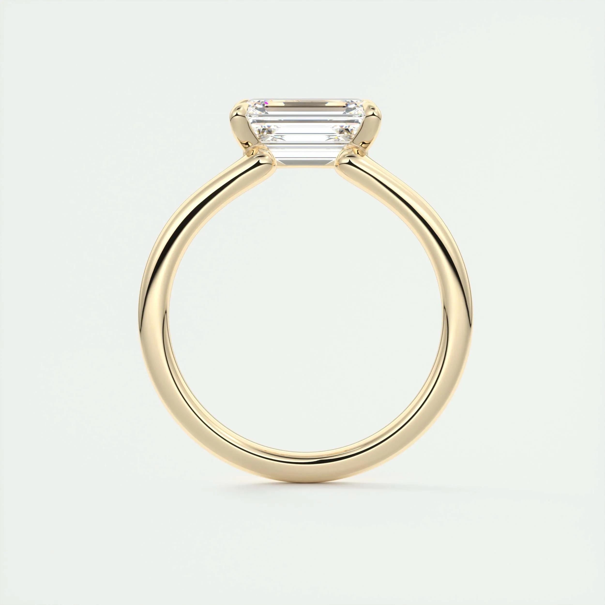 Solitaire Engagement Ring Featuring 1.91 CT East West Emerald Moissanite 14