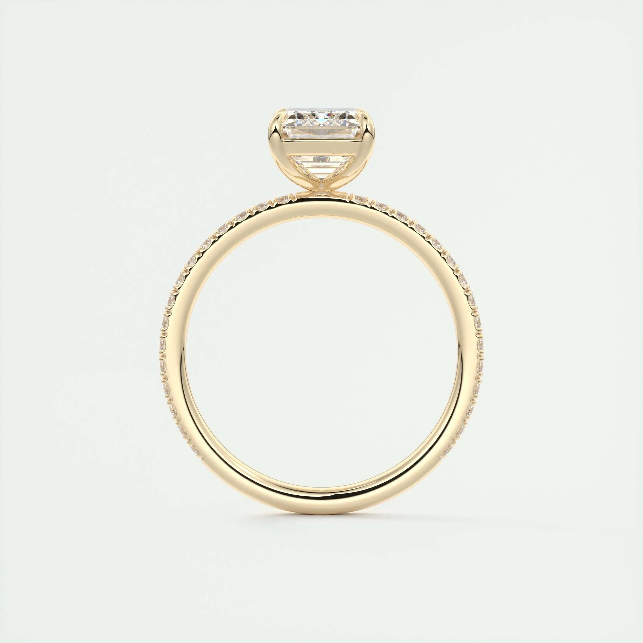 Pave Engagement Ring Featuring 1.91 CT Emerald Moissanite 14