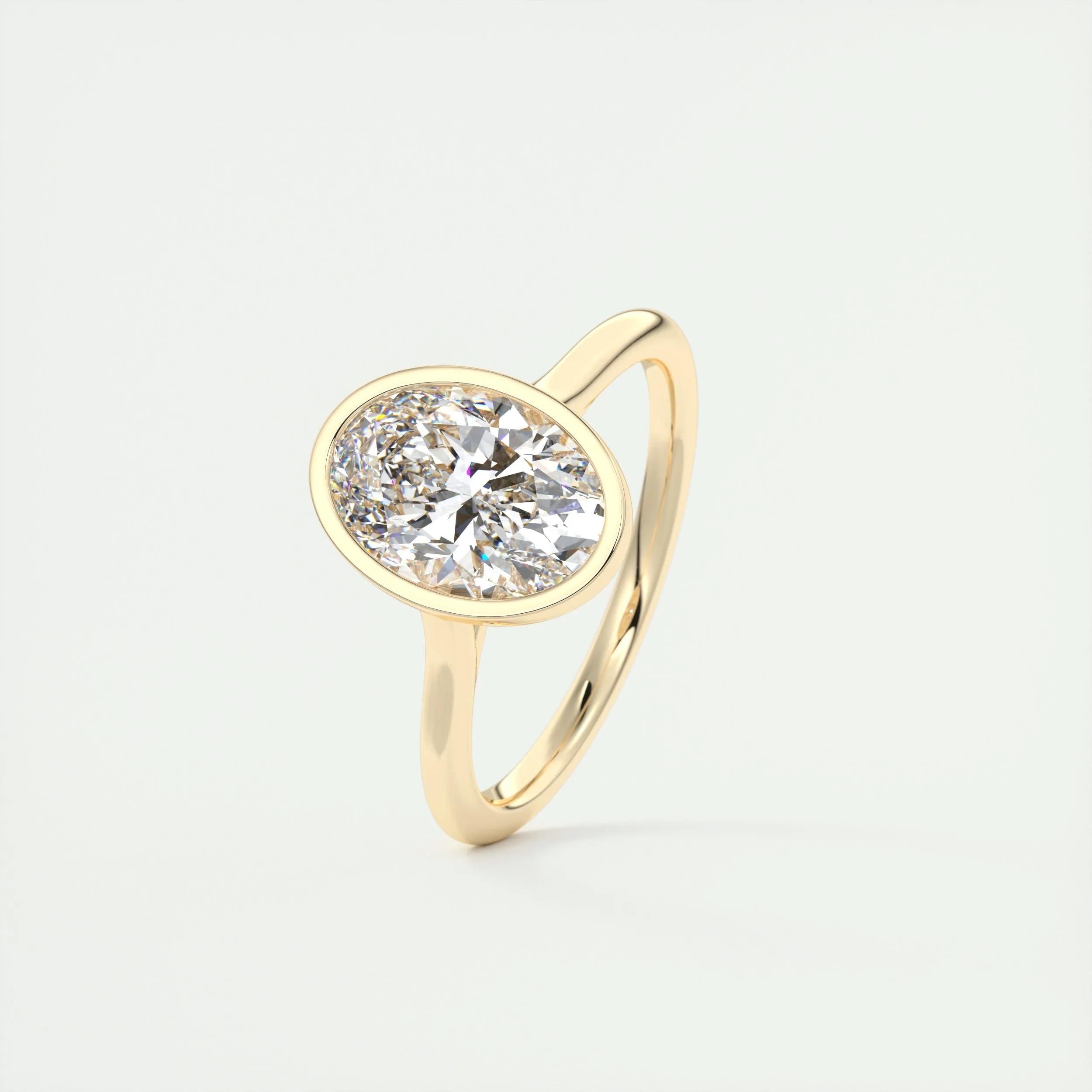 Solitaire Bezel Engagement Ring Featuring 1.91 CT Oval Moissanite 12