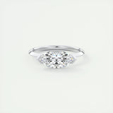 Solitaire Bezel Engagement Ring Featuring 1.98 CT Marquise Moissanite 1