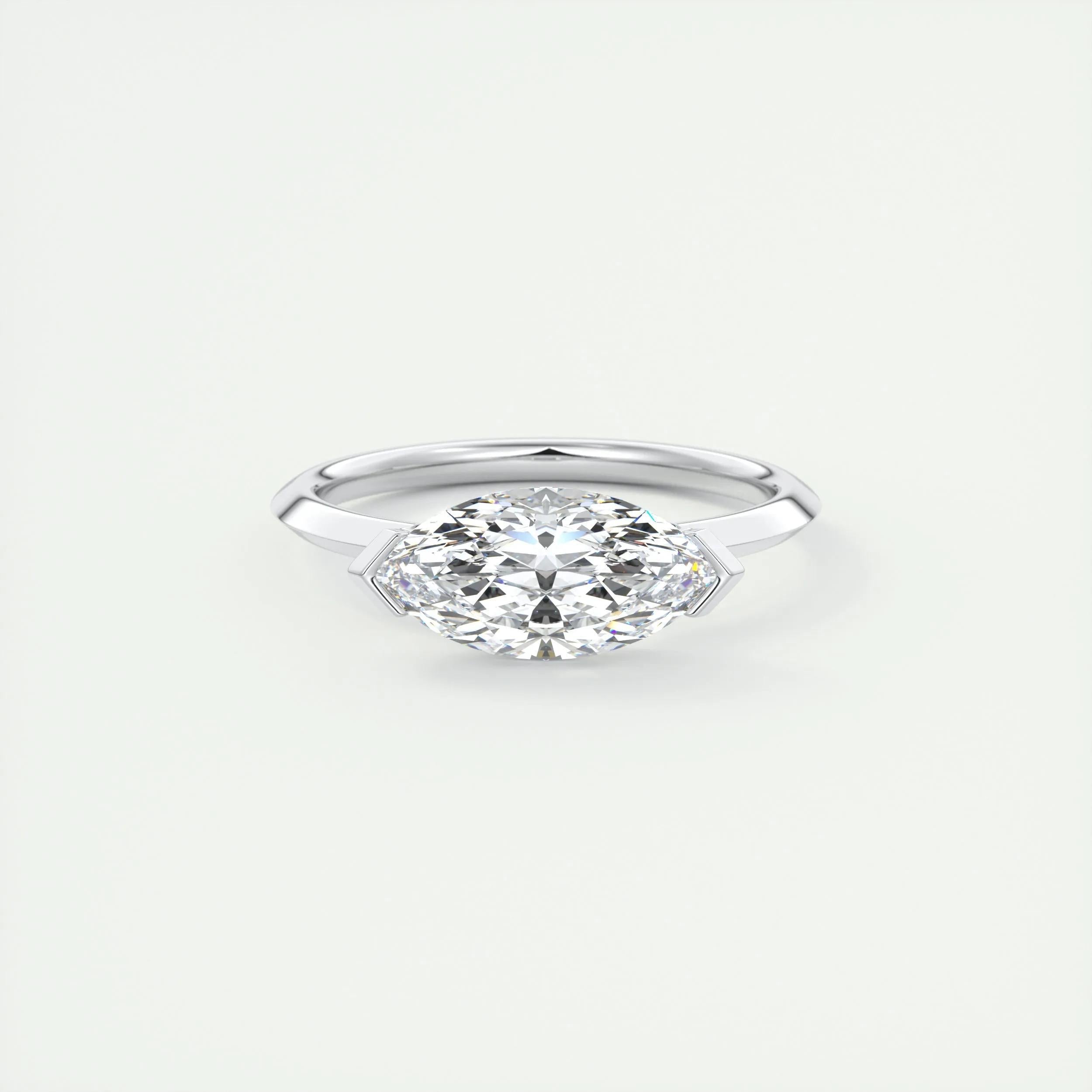 Solitaire Bezel Engagement Ring Featuring 1.98 CT Marquise Moissanite 1