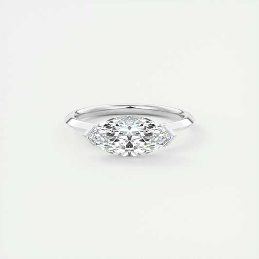 Solitaire Bezel Engagement Ring Featuring 1.98 CT Marquise Moissanite 1