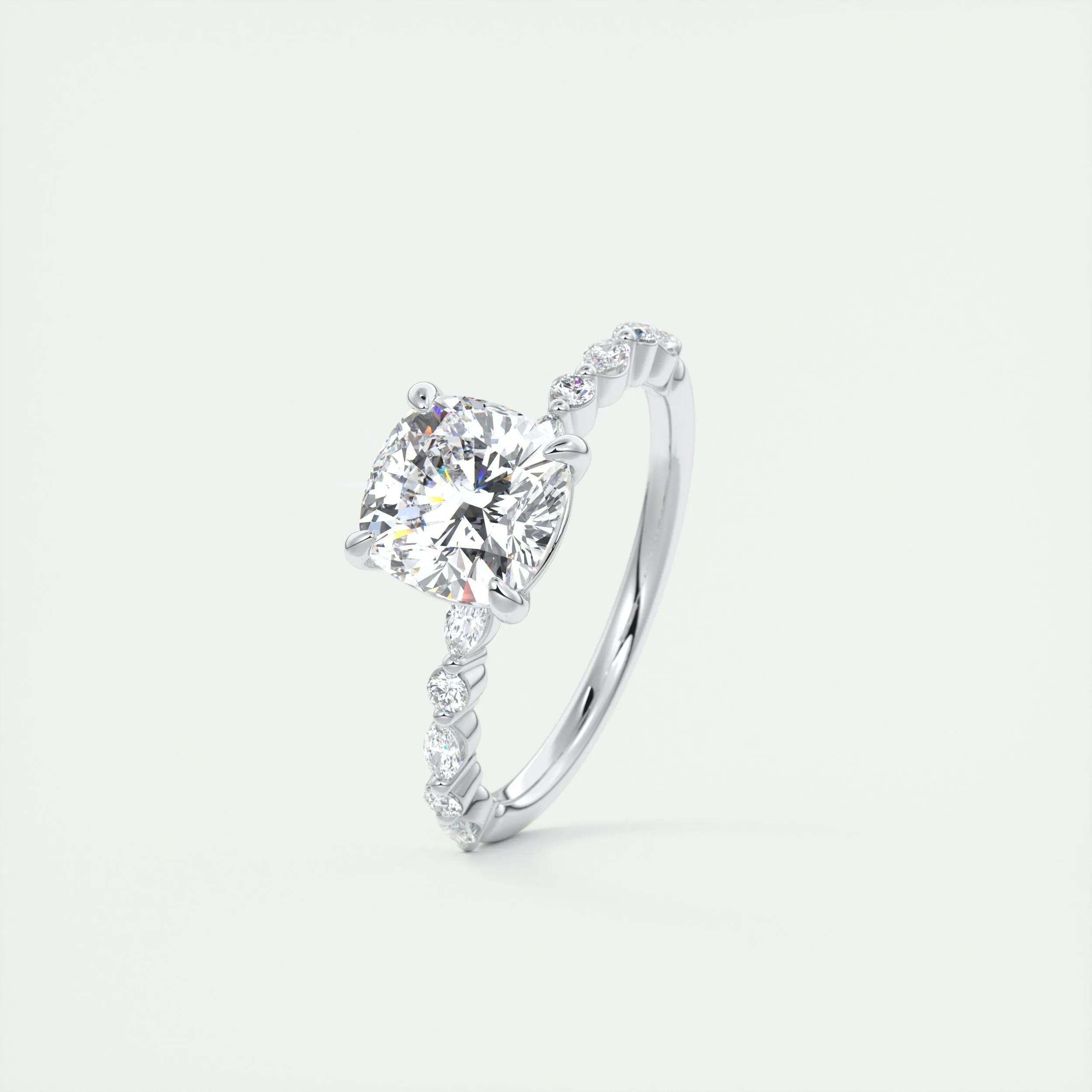 Pave Engagement Ring Featuring 2.0 CT Cushion Moissanite 4