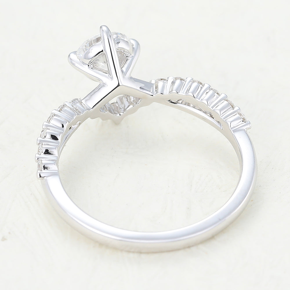 0.41 CT Round Shaped Moissanite Twisted Pave Engagement Ring 6