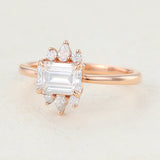 Cluster Engagement Ring Featuring 0.92 CT Emerald Moissanite 4