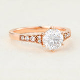 Pave Engagement Ring Featuring 0.88 CT Round Moissanite 4