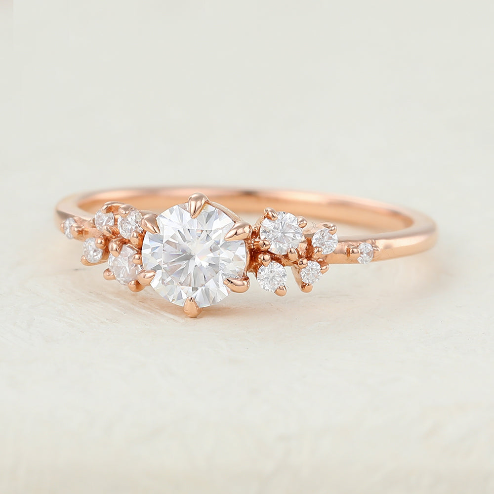 Cluster Engagement Ring Featuring 0.41 CT Round Moissanite 3