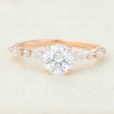 Pave Engagement Ring Featuring 0.88 CT Round Moissanite 1