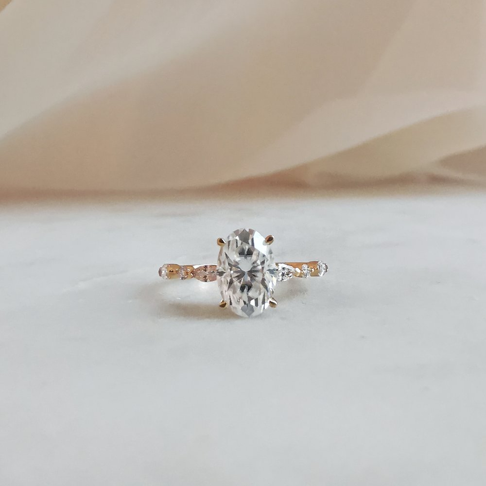 1.70 CT Oval Shaped Moissanite Pave Engagement Ring 1