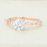 Pave Engagement Ring Featuring 0.88 CT Round Moissanite 4