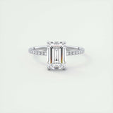 Pave Engagement Ring Featuring 1.91 CT Emerald Moissanite 1