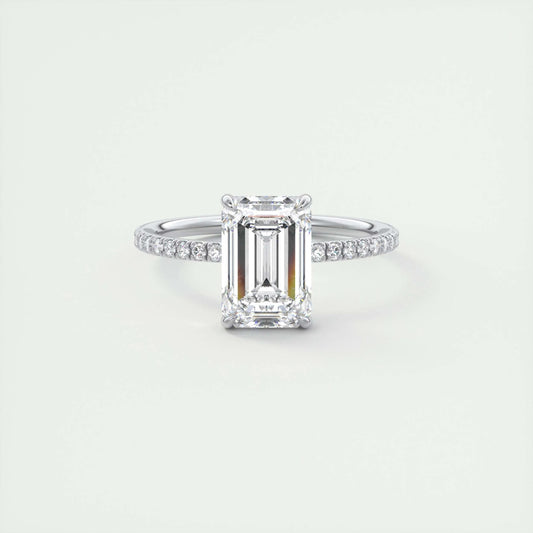 Pave Engagement Ring Featuring 1.91 CT Emerald Moissanite 1